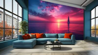 offshore wind power, nature, simple and elegant style, side lighting, nature, sense of atmosphere, advertising grade photography, super detail Wall mural