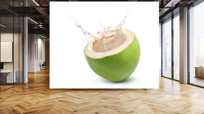 Coconut juice splashing isolated on white background. Wall mural