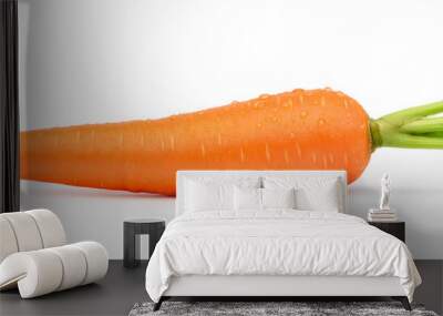 Fresh Carrot with water droplets isolated on white background, Clipping path. Wall mural