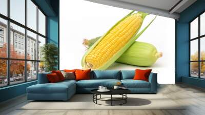 fresh corn isolated on white background. Wall mural