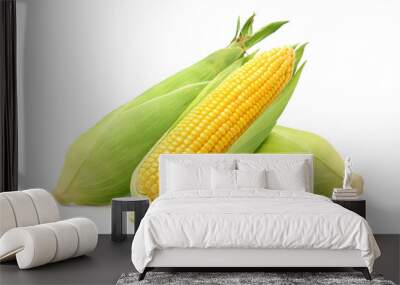 Fresh yellow corn isolated on white background. Clipping path. Wall mural