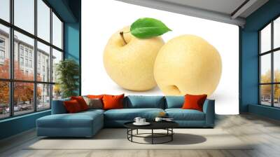 Pair of Chinese pears isolated on white background. Clipping path. Wall mural