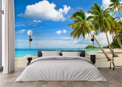 Sandy beach with Coconut Palm tree at Thungwualaen beach, Chumphon, Thailand. Wall mural