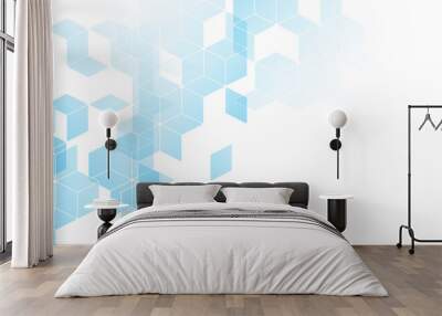 Abstract diamond square box background blue color with copy space Wall mural