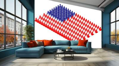 Isometric equipment traffic cone in row, United States national flag shape concept design illustration isolated on white background, Editable stroke Wall mural