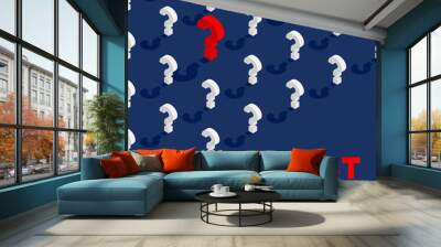 Question mark symbol 3D isometric pattern, Doubt concept poster and banner square design illustration isolated on blue background with copy space, vector eps 10 Wall mural