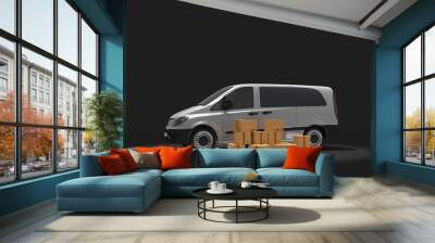 Delivery truck on background. 3D rendering. Wall mural