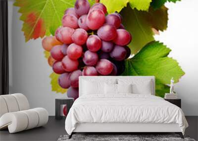 Fresh organic red grapes in isolated transparent background Wall mural