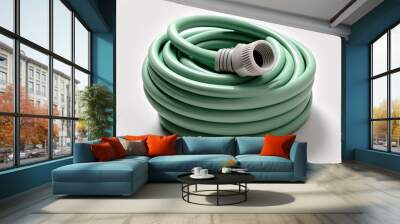 Garden hose close up over white background. Generative AI illustration Wall mural