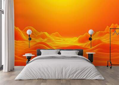 Gradient orange color 3d abstract backgorund with wavy data concept shapes Wall mural