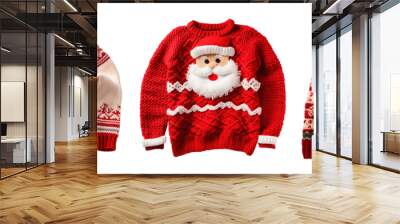 Set of three Christmas ugly sweaters over isolated transparent background Wall mural