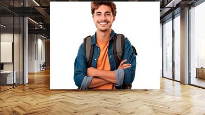 Young male university student posing casual over isolated transparent background Wall mural