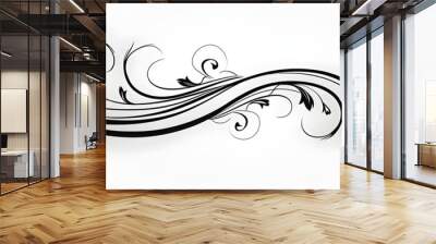 Smooth Flowing Cursive Doodle Clipart with Gentle Swirling Lines in Minimalist Design Wall mural