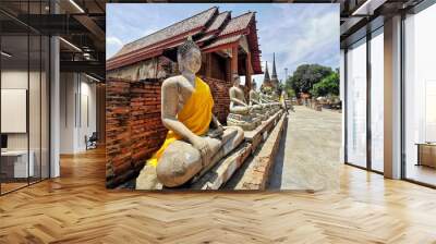 Wat Yaichaimongkhon, Beautiful retro architectural buildings The best buildings of the past Former Buddhist temple in Ayutthaya Province, Thailand. Wall mural