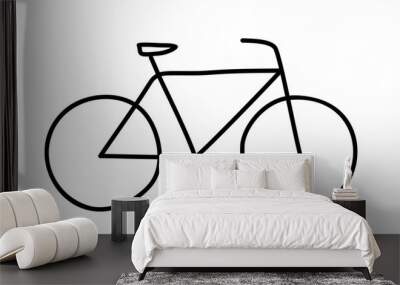 Doodle bicycle icon. Black and white symbol with frame. Line art style graphic design element. Png clipart isolated on transparent background Wall mural