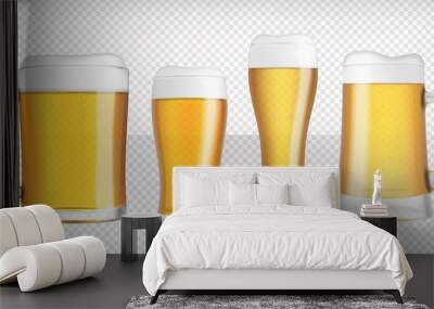 Four different lager beer glasses and mugs Wall mural