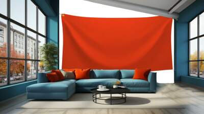 Red textile banner with folds, PNG isolated on transparent background Wall mural