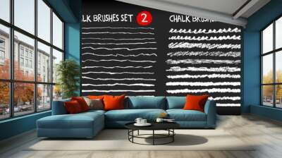 Set of hand painted chalk brushes, brush strokes and ornaments Wall mural