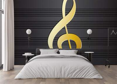 Treble clef on music staff background Wall mural