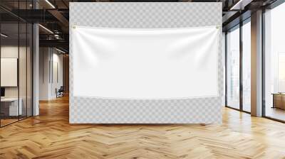 White textile banner with folds isolated on white background Wall mural