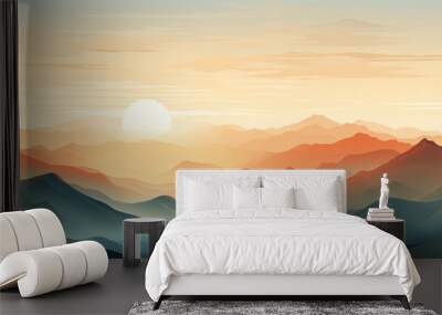  mountains landscape. landscape in watercolor style Wall mural