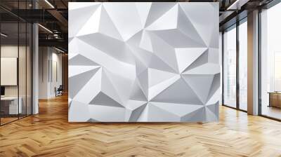 Abstract minimalist geometric triangle lowpoly mosaic pattern. White triangular abstract background. Wall mural