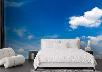 blue sky background with tiny clouds Wall mural