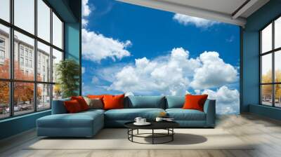 Blue sky with white clouds Wall mural