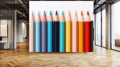 Colorful pencils isolated on white background Wall mural