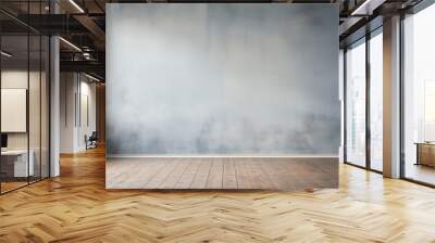 empty wall and wooden floor with glare from the window. Interior background for mockup or presentation Wall mural