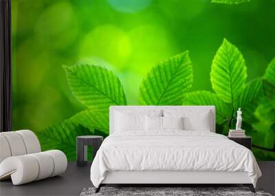 green leaves Wall mural