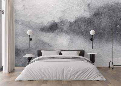 Grey abstract watercolor background. Painting on paper Wall mural