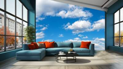 Panorama Blue sky and white clouds. Bfluffy cloud in the blue sky background Wall mural