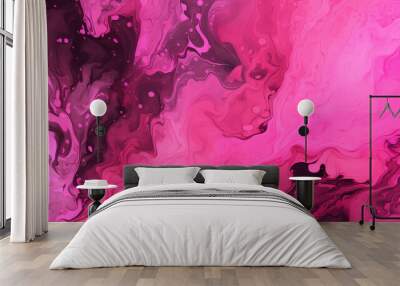 pink paint splash isolated on black background. paint background. Wall mural