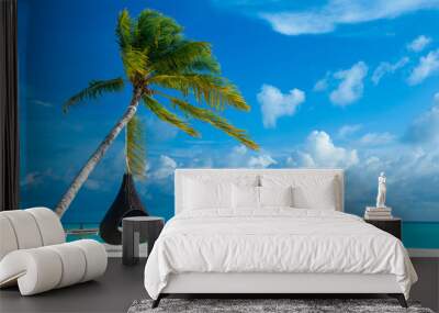 tropical Maldives island with white sandy beach and sea Wall mural