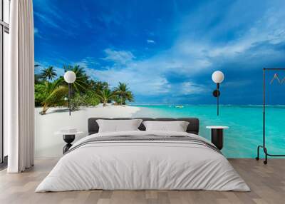 tropical Maldives island with white sandy beach and sea Wall mural