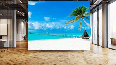 tropical Maldives island with white sandy beach and sea Wall mural