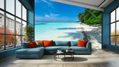 tropical Maldives island with white sandy beach and sea Wall mural