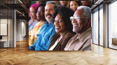 Diverse group of people smiling and looking happy. Wall mural