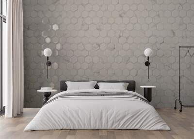 White Mosaic Hexagon wall pattern materail Wall mural