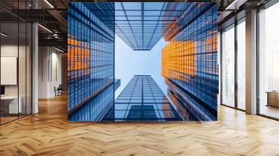 Building abstract. low angle view of skyscrapers.  Wall mural