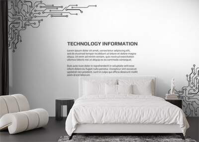 Circuit Board Hi Technology Grayscale Color Tone Pattern For Infographic Vector Background Wall mural