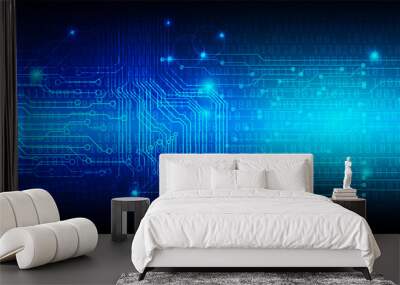 Hi Tech Cyber Circuit Board Security Binary Code Number Two Tone Theme Vector Background Wall mural