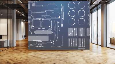 HUD Futuristic Communication Panel Element And Circles Equalizer Line Hi Tech User Interface Vector Background Wall mural