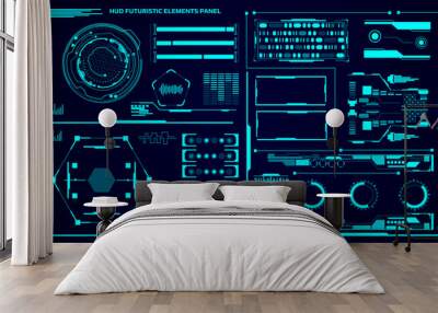 HUD Futuristic Element Set  User Interface Control Panel Vector. Wall mural