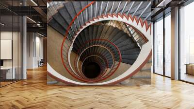 Looking down a circular staircase Wall mural