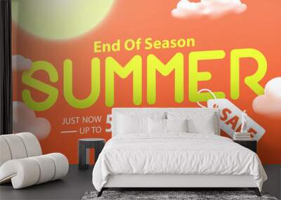 end of season summer sale 50 percent off promotion website banner heading design on graphic red sky  Wall mural