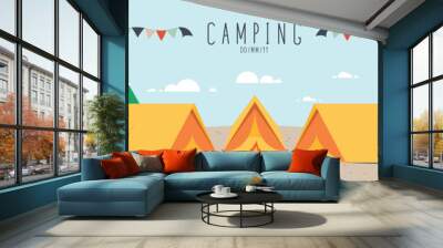 illustration vector of a campsite. (Day) Wall mural