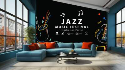 Jazz music festival banner poster illustration vector. Background concept. Wall mural