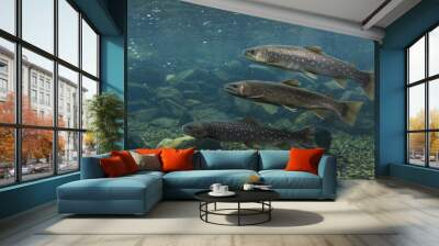 fish swim together beautifully. Wall mural